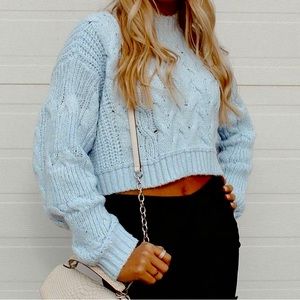 Cotton Candy La Blue Cable Knit Sweater
